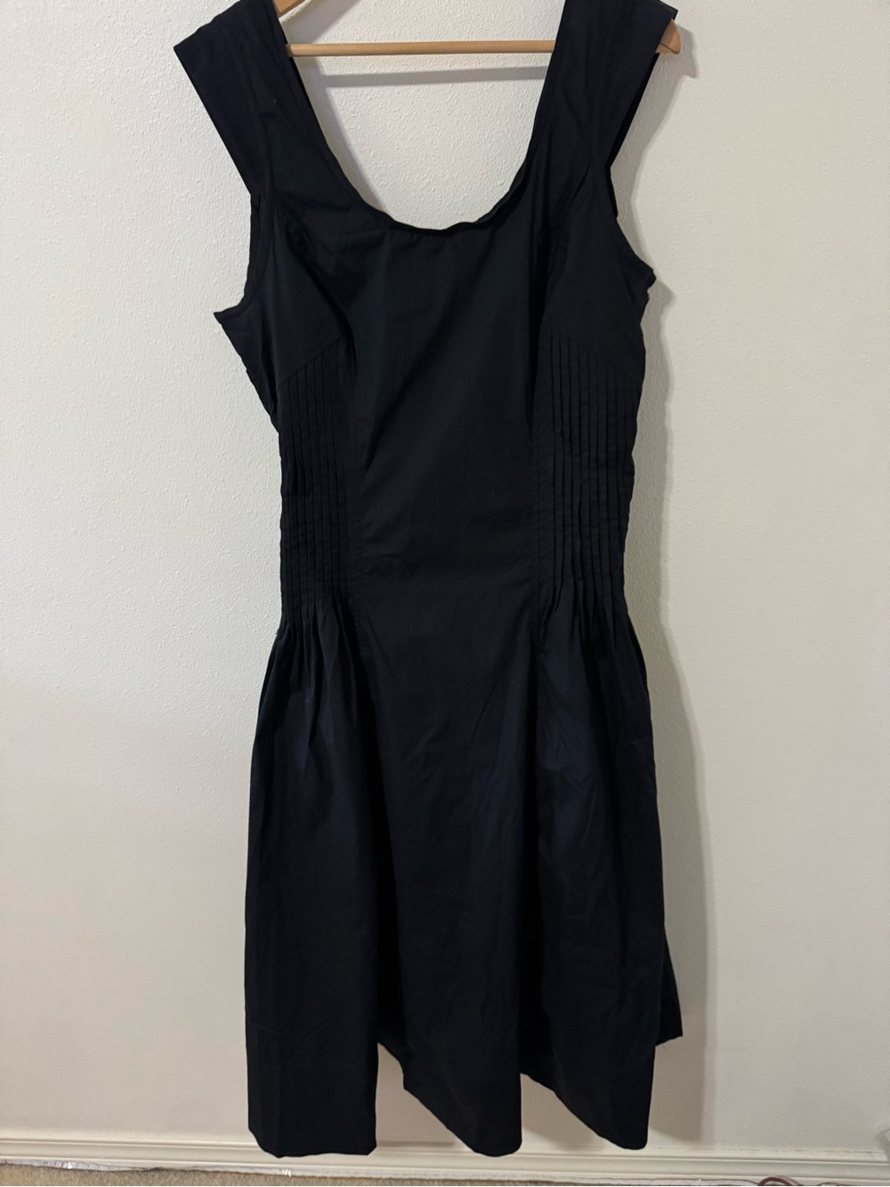 Anthropologie Cotton Sleeveless Scoop-Neck Midi Dress Black Rear Zipper-XL - Picture 3 of 11